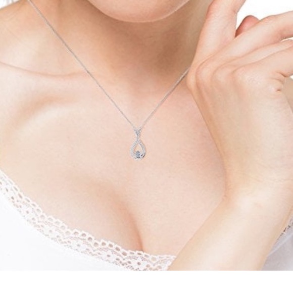 3/$30 Cate & Chloe 18k White Gold Halo Pendant Necklace CZ Crystal Teardrop - Picture 2 of 15